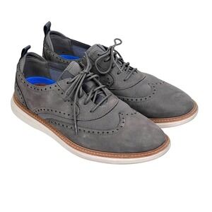 Clarks Mens Wingtip Oxford Shoes Grey Suede Lace Up Comfort Size 10.5 US
